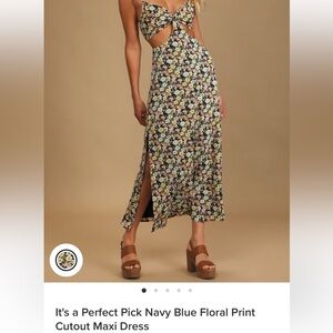 Lulus It's a Perfect Pick Navy Blue Floral Print
Cutout Maxi Dress